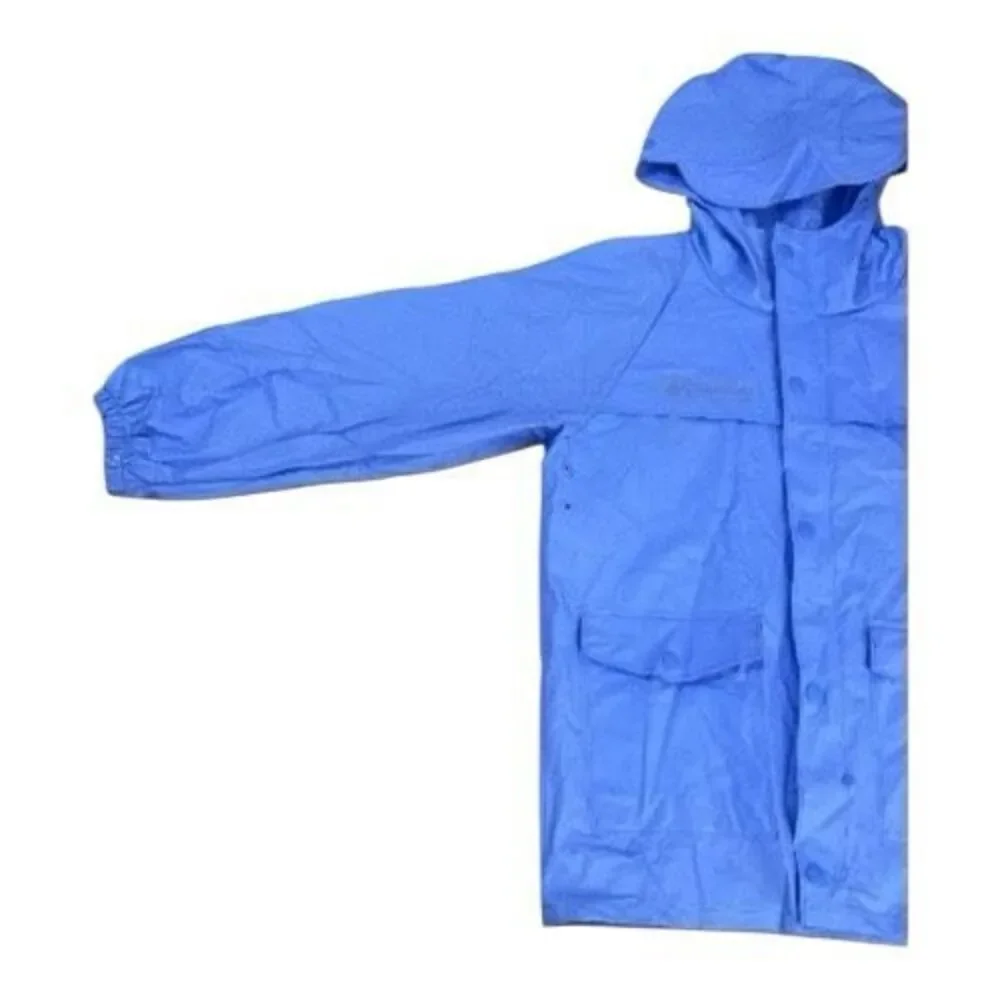 Columbia Youth Rain Jacket Size M Youth Blue Hooded Waterproof Zipper Front